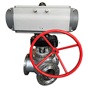 氣動帶手動Y型三通球閥